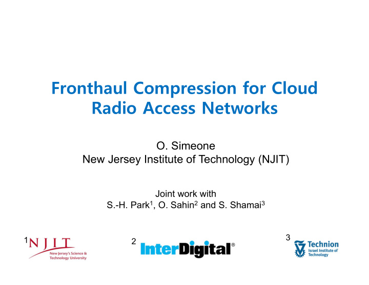 fronthaul compression for cloud radio access networks