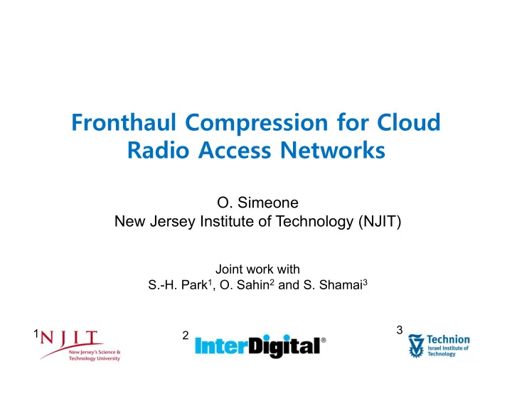 fronthaul compression for cloud radio access networks
