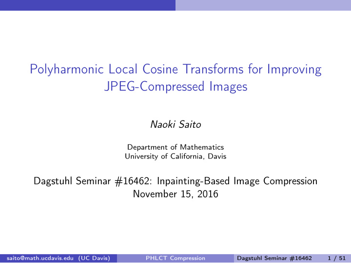 polyharmonic local cosine transforms for improving jpeg