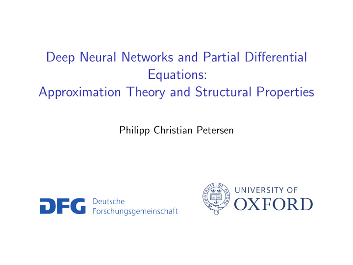 deep neural networks and partial differential equations