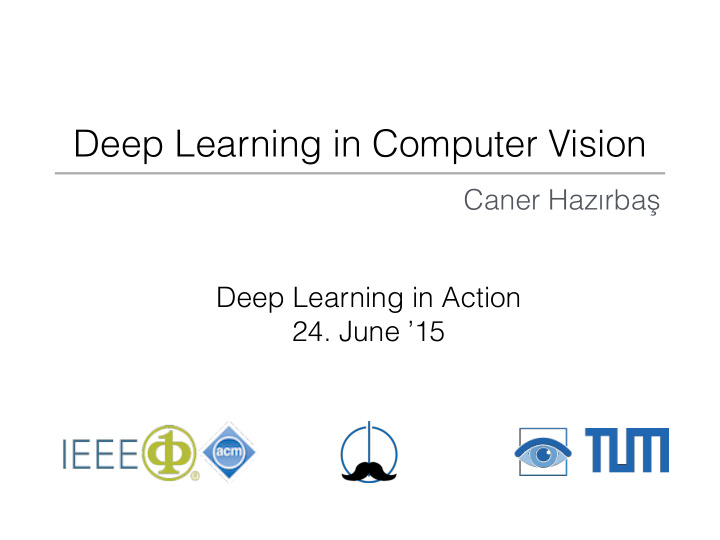 deep learning in computer vision