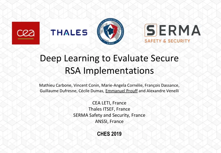 deep learning to evaluate secure rsa implementations