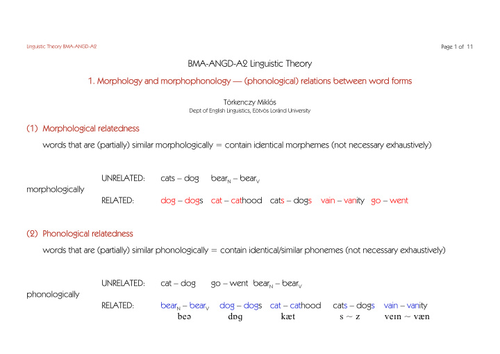 bma angd a2 linguistic theory