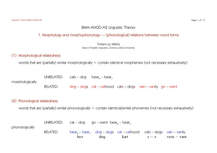 bma angd a2 linguistic theory