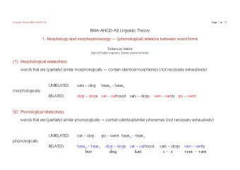 BMA-ANGD-A2 Linguistic Theory  1. Morphology and morphophonology  (phonological) relations
