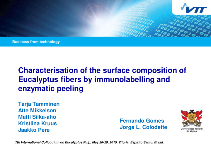 characterisation of the surface composition of