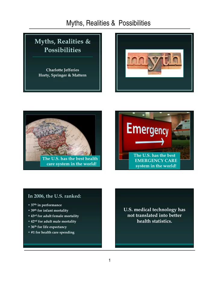 myths realities possibilities