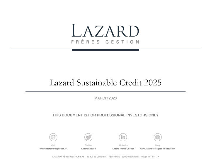lazard sustainable credit 2025