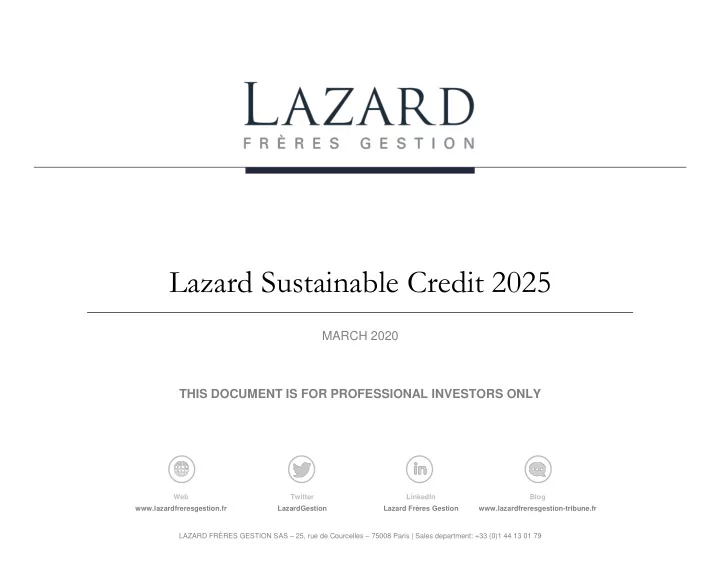 lazard sustainable credit 2025