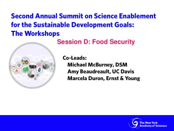 Second Annual Summit on Science Enablement  for the Sustainable Development Goals:  The Workshops