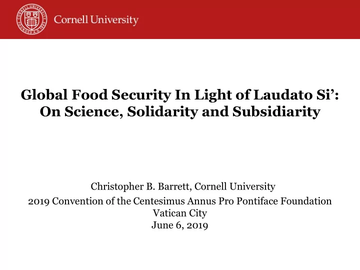on science solidarity and subsidiarity