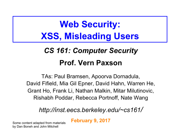 web security xss misleading users