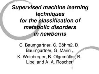 Supervised machine learning  techniques  for the classification of  metabolic disorders  in