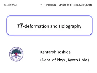!! -deformation and Holography  Kentaroh Yoshida  (Dept. of Phys., Kyoto Univ.)  1  Main subjects