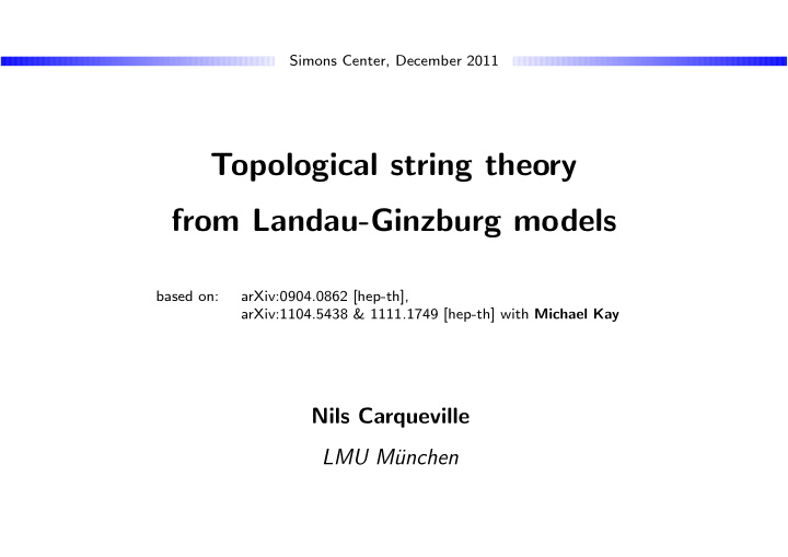topological string theory from landau ginzburg models