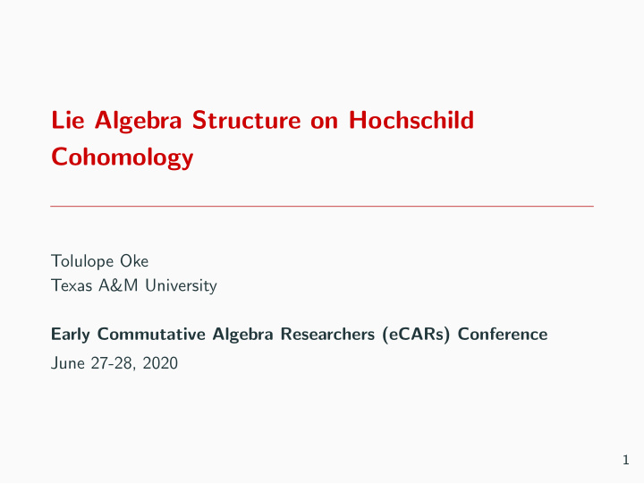 lie algebra structure on hochschild cohomology