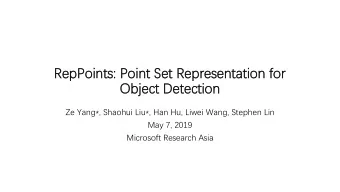 Rep  epPo  Points  ints:  : Po  Poin  int Set  et Rep  epres  esenta  entatio  tion  n for  Ob