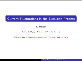 Current Fluctuations in the Exclusion Process  K. Mallick  Institut de Physique Th  eorique, CEA