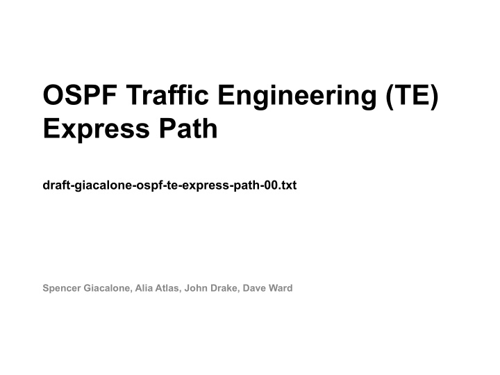 ospf traffic engineering te express path