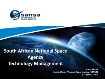 Agency  Technology Management  Amal Khatri  South African National Space Agency [SANSA]  11