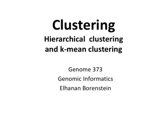 Clustering  Hierarchical  clustering  and k-mean clustering  Genome 373  Genomic Informatics