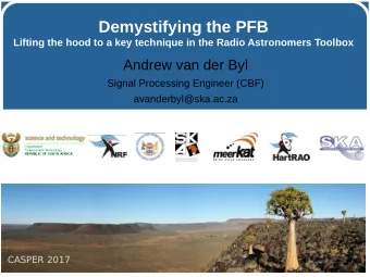 Demystifying the PFB  Lifting the hood to a key technique in the Radio Astronomers Toolbox  Andrew