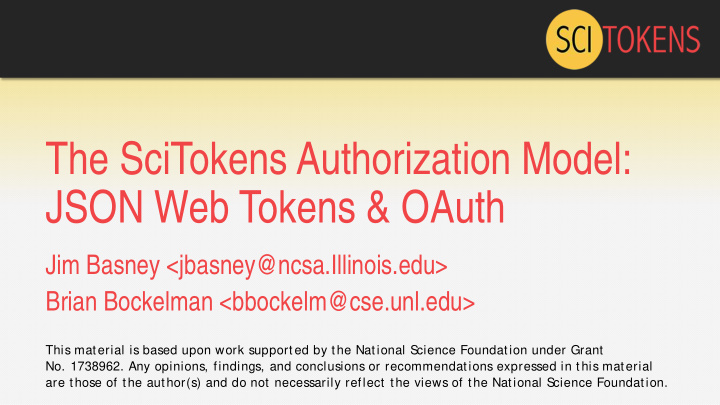 the scitokens authorization model json web tokens oauth