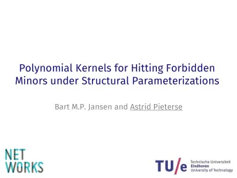 Minors under Structural Parameterizations  Bart M.P. Jansen and Astrid Pieterse  Problem  is a