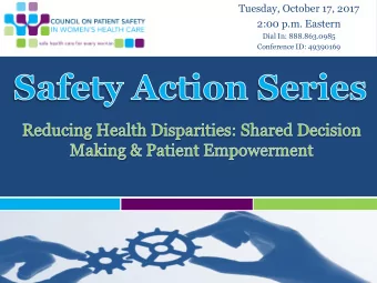 2:00 p.m. Eastern  Dial In: 888.863.0985  Conference ID: 49390169  Slide 1  Speakers  LaToshia