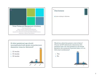 +  Disclosures  I have nothing to disclose  Twins: Timing and Management of Delivery  Mari-Paule