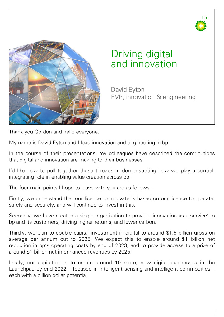 driving digital and innovation
