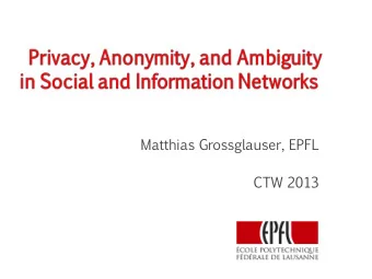 Matthias  Grossglauser,  EPFL  CTW  2013  1  4417749 care packages  2006-03  03-02 09:19:32