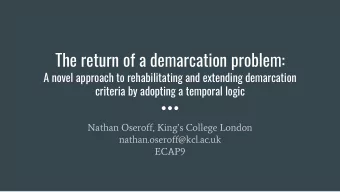 The return of a demarcation problem:  A novel approach to rehabilitating and extending demarcation