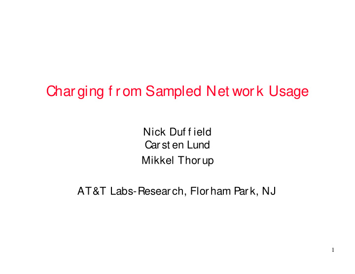 charging f rom sampled net work usage