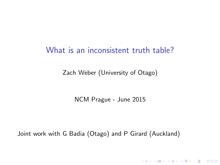 what is an inconsistent truth table