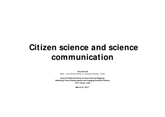 Citizen science and science  communication  Nico Pitrelli  Sissa  International School for