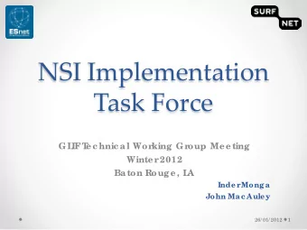 NSI Implementation  Task Force  GL  IF  T  ec hnic al Wor  king Gr  oup Meeting  Winter  2012