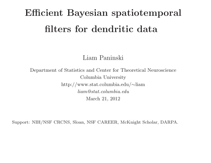 efficient bayesian spatiotemporal filters for dendritic