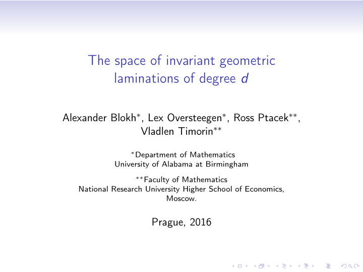 the space of invariant geometric laminations of degree d