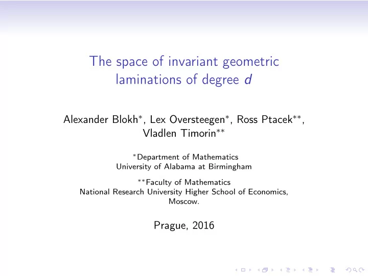 the space of invariant geometric laminations of degree d