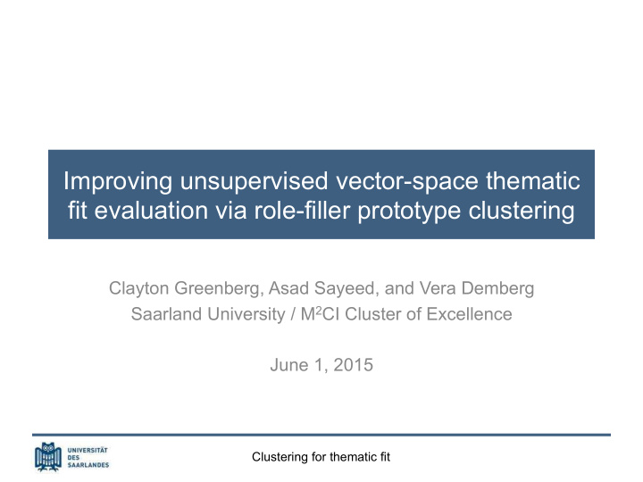 improving unsupervised vector space thematic fit