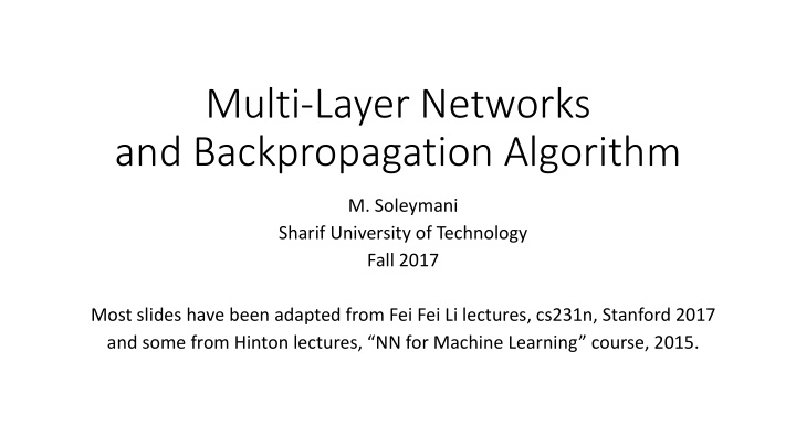 multi layer networks