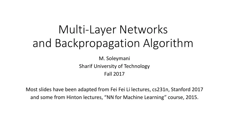 multi layer networks