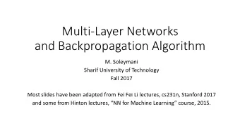 Multi-Layer Networks  and Backpropagation Algorithm  M. Soleymani  Sharif University of Technology