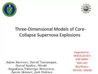 Collapse Supernova Explosions  Supported by:  DOE/SciDAC4  NSF/MPPC  Adam Burrows, David Vartanyan,