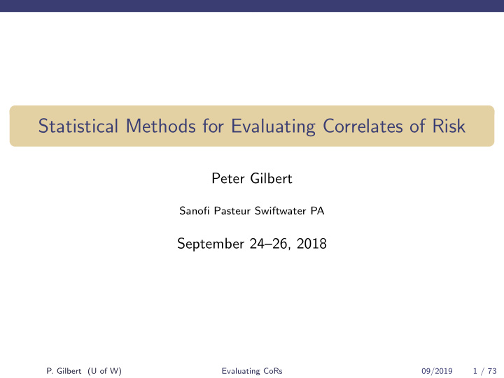 statistical methods for evaluating correlates of risk