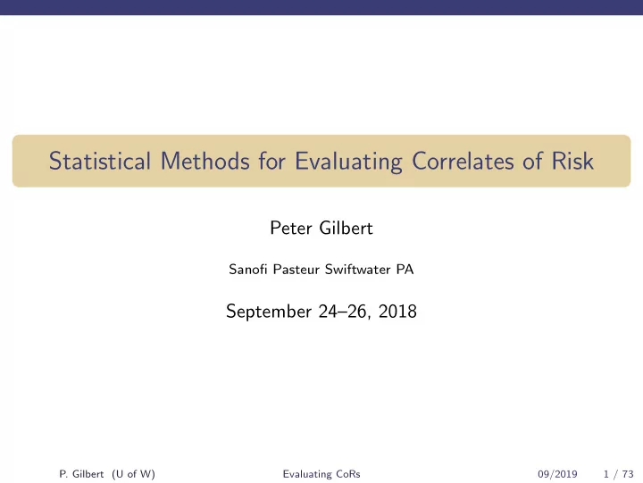 statistical methods for evaluating correlates of risk