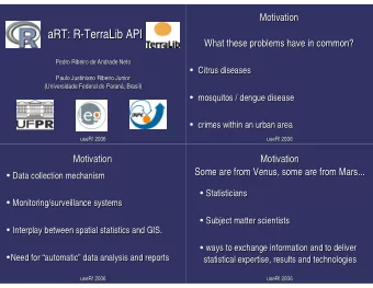 aRT: R-TerraLib API  aRT: R-TerraLib API  What these problems have in common?  What these problems