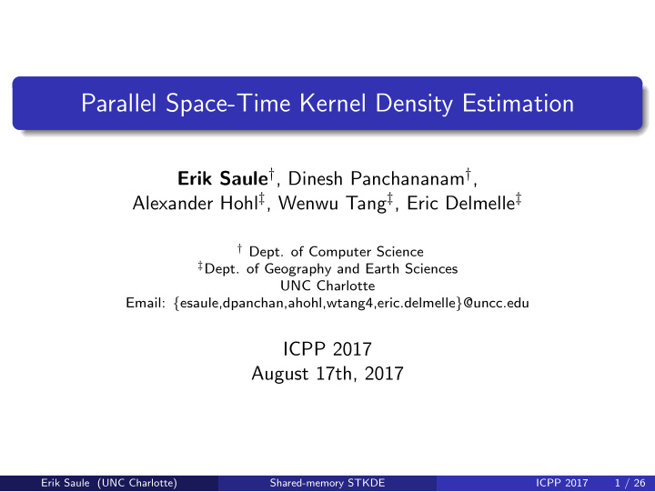 parallel space time kernel density estimation