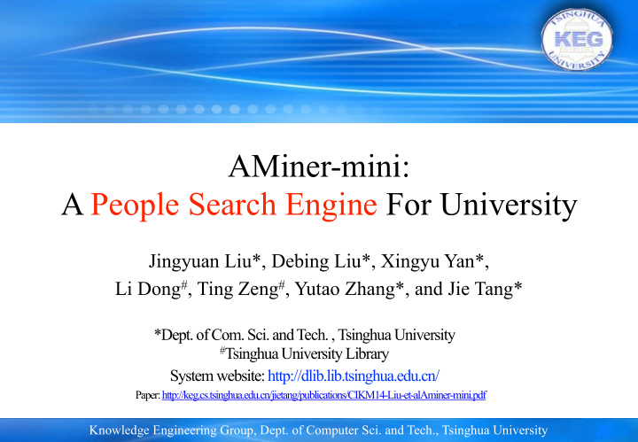 aminer mini a people search engine for university